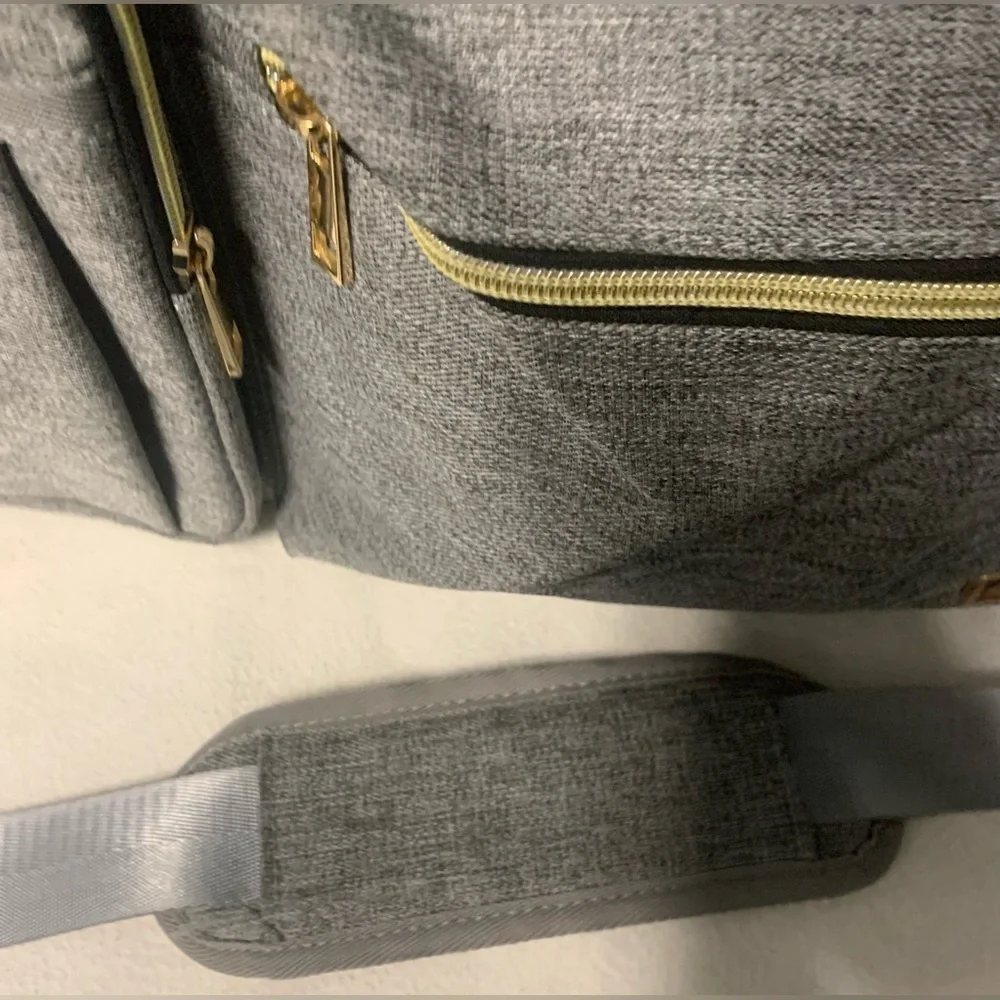 Rabjen Gray Diaper Tote Bag Large Multifunction Travel Baby Bag NWOT